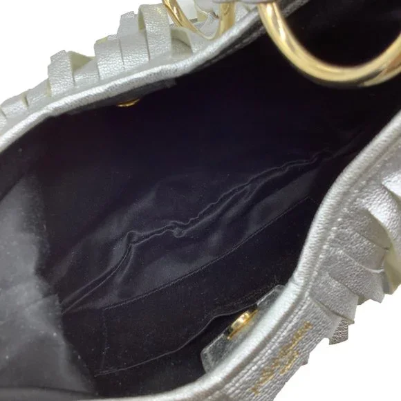 Saint Laurent Fringe Metallic Silver Leather Shoulder Bag - Picture 6 of 11